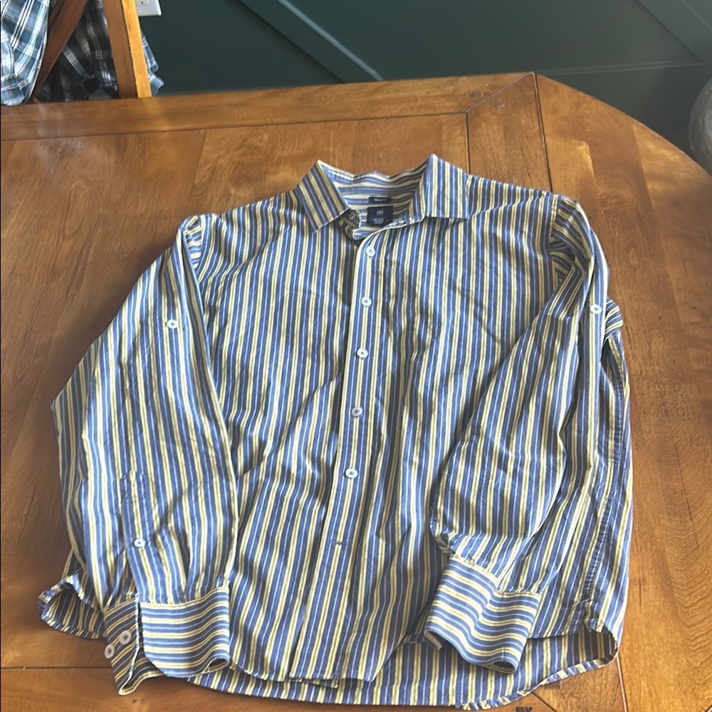 Striped Men's  Victorinox Shirt - Blue and Yellow